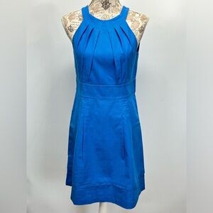 🛍️LOFT Cerulean‎ blue halter pleated dress size 4.